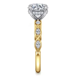 Clearance Gabriel & Co. Claudia - 14K White-Yellow Gold Round Diamond Engagement Ring
