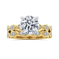 Clearance Gabriel & Co. Claudia - 14K White-Yellow Gold Round Diamond Engagement Ring