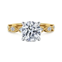 Clearance Gabriel & Co. Claudia - 14K White-Yellow Gold Round Diamond Engagement Ring