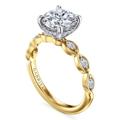 Clearance Gabriel & Co. Claudia - 14K White-Yellow Gold Round Diamond Engagement Ring