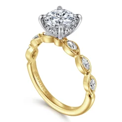 Gabriel & Co. Claudia - 14K White-Yellow Gold Round Diamond Engagement Ring