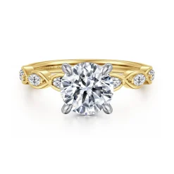 Gabriel & Co. Claudia - 14K White-Yellow Gold Round Diamond Engagement Ring