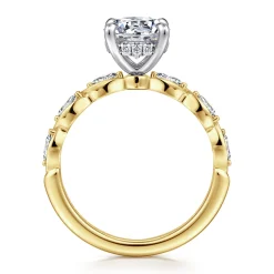 Gabriel & Co. Claudia - 14K White-Yellow Gold Round Diamond Engagement Ring