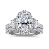 New Gabriel & Co. Cleopatra - 14K White Gold Oval Halo Three Stone Diamond Engagement Ring
