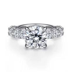 Best Gabriel & Co. Clove - 14K White Gold Round Diamond Engagement Ring