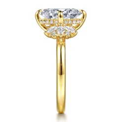 Hot Gabriel & Co. Clover - 14K Yellow Gold Compass Prong Oval Diamond Engagement Ring