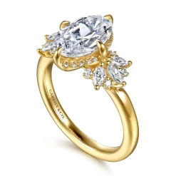 Hot Gabriel & Co. Clover - 14K Yellow Gold Compass Prong Oval Diamond Engagement Ring