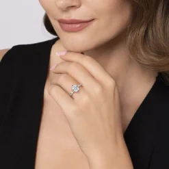 Hot Gabriel & Co. Clyde - 14K White Gold Compass Prong Elongated Cushion Diamond Engagement Ring