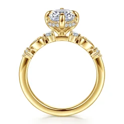 Clearance Gabriel & Co. Clyde - 14K Yellow Gold Compass Prong Elongated Cushion Diamond Engagement Ring