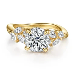 Clearance Gabriel & Co. Collette - 14K Yellow Gold Round Diamond Engagement Ring