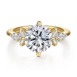 Sale Gabriel & Co. Colton - 14K Yellow Gold Compass Prong Round Diamond Engagement Ring