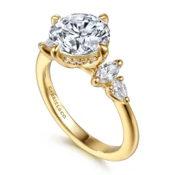 Sale Gabriel & Co. Colton - 14K Yellow Gold Compass Prong Round Diamond Engagement Ring