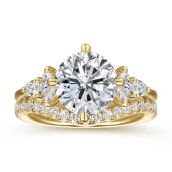 Sale Gabriel & Co. Colton - 14K Yellow Gold Compass Prong Round Diamond Engagement Ring