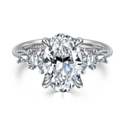Clearance Gabriel & Co. Commit - 14K White Gold Oval Diamond Engagement Ring