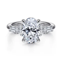 Sale Gabriel & Co. Commit - 14K White Gold Oval Five Stone Diamond Engagement Ring