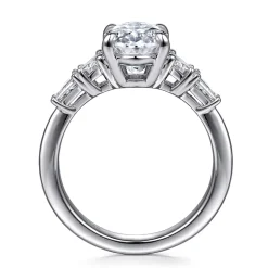 Sale Gabriel & Co. Commit - 14K White Gold Oval Five Stone Diamond Engagement Ring