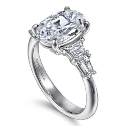 Sale Gabriel & Co. Commit - 14K White Gold Oval Five Stone Diamond Engagement Ring