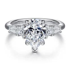 Discount Gabriel & Co. Commit - 14K White Gold Pear Shape Diamond Engagement Ring