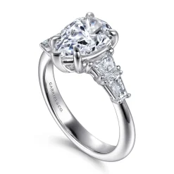 Discount Gabriel & Co. Commit - 14K White Gold Pear Shape Diamond Engagement Ring