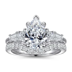 Discount Gabriel & Co. Commit - 14K White Gold Pear Shape Diamond Engagement Ring