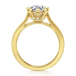 Discount Gabriel & Co. Connie - Vintage Inspired 14K Yellow Gold Round Diamond Engagement Ring