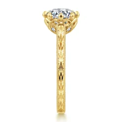 Discount Gabriel & Co. Connie - Vintage Inspired 14K Yellow Gold Round Diamond Engagement Ring