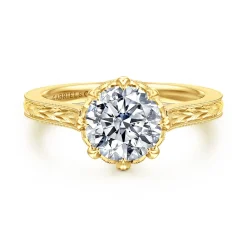 Discount Gabriel & Co. Connie - Vintage Inspired 14K Yellow Gold Round Diamond Engagement Ring