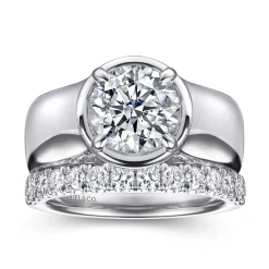 New Gabriel & Co. Connor - 14K White Gold Round Diamond Engagement Ring