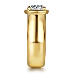 New Gabriel & Co. Connor - 14K Yellow Gold Bezel Prong Round Wide Band Diamond Engagement Ring