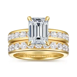 Sale Gabriel & Co. Coralie - 14K Yellow Gold Emerald Cut Diamond Engagement Ring