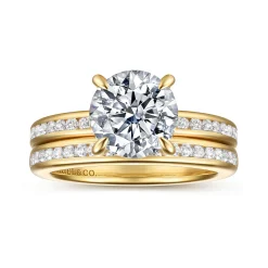New Gabriel & Co. Coralie - 14K Yellow Gold Round Diamond Engagement Ring
