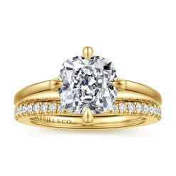 Best Gabriel & Co. Coralynn - 14K Yellow Gold Cushion Cut Solitaire Diamond Engagement Ring