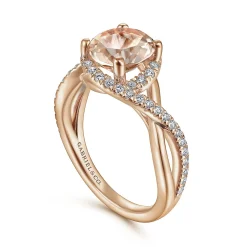 Best Gabriel & Co. Courtney - 14K Rose Gold Round Morganite and Diamond Engagement Ring