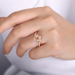 Best Gabriel & Co. Courtney - 14K Rose Gold Round Morganite and Diamond Engagement Ring