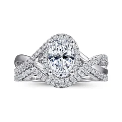 Sale Gabriel & Co. Courtney - 14K White Gold Oval Halo Diamond Engagement Ring