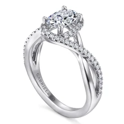Sale Gabriel & Co. Courtney - 14K White Gold Oval Halo Diamond Engagement Ring