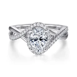 Sale Gabriel & Co. Courtney - 14K White Gold Oval Halo Diamond Engagement Ring