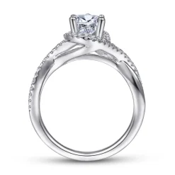 New Gabriel & Co. Courtney - 14K White Gold Pear Shape Halo Diamond Engagement Ring