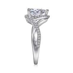 New Gabriel & Co. Courtney - 14K White Gold Pear Shape Halo Diamond Engagement Ring