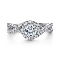 Discount Gabriel & Co. Courtney - 14K White Gold Round Halo Diamond Engagement Ring