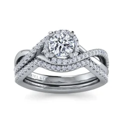 Discount Gabriel & Co. Courtney - 14K White Gold Round Halo Diamond Engagement Ring