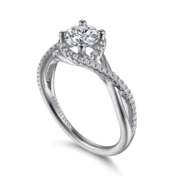 Gabriel & Co. Courtney - 14K White Gold Round Twisted Diamond Engagement Ring