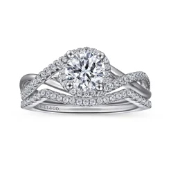 Gabriel & Co. Courtney - 14K White Gold Round Twisted Diamond Engagement Ring