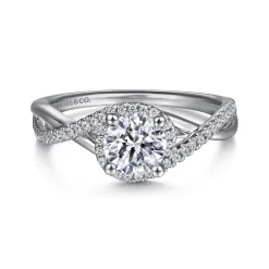Gabriel & Co. Courtney - 14K White Gold Round Twisted Diamond Engagement Ring