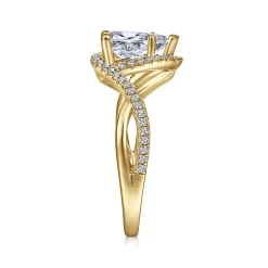 Hot Gabriel & Co. Courtney - 14K Yellow Gold Pear Shape Halo Diamond Engagement Ring