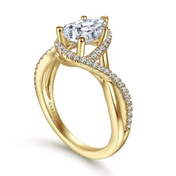 Hot Gabriel & Co. Courtney - 14K Yellow Gold Pear Shape Halo Diamond Engagement Ring
