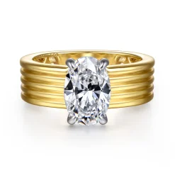 Best Gabriel & Co. Cova - 14K White-Yellow Gold Oval Diamond Engagement Ring