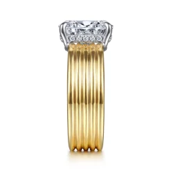 Best Gabriel & Co. Cova - 14K White-Yellow Gold Oval Diamond Engagement Ring