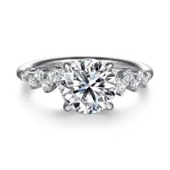 Clearance Gabriel & Co. Cove - 14K White Gold Round Diamond Engagement Ring