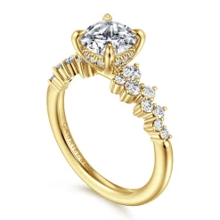 Sale Gabriel & Co. Cove - 14K Yellow Gold Cushion Cut Diamond Engagement Ring